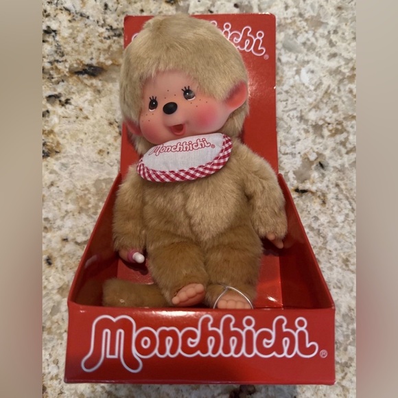 Monchhichi Other - Monchhichi Plush Toy with Red Bib